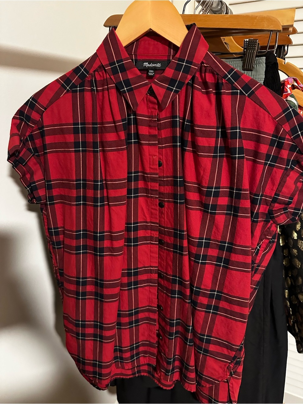 Madewell Red and Black Plaid Button-Down Shirt